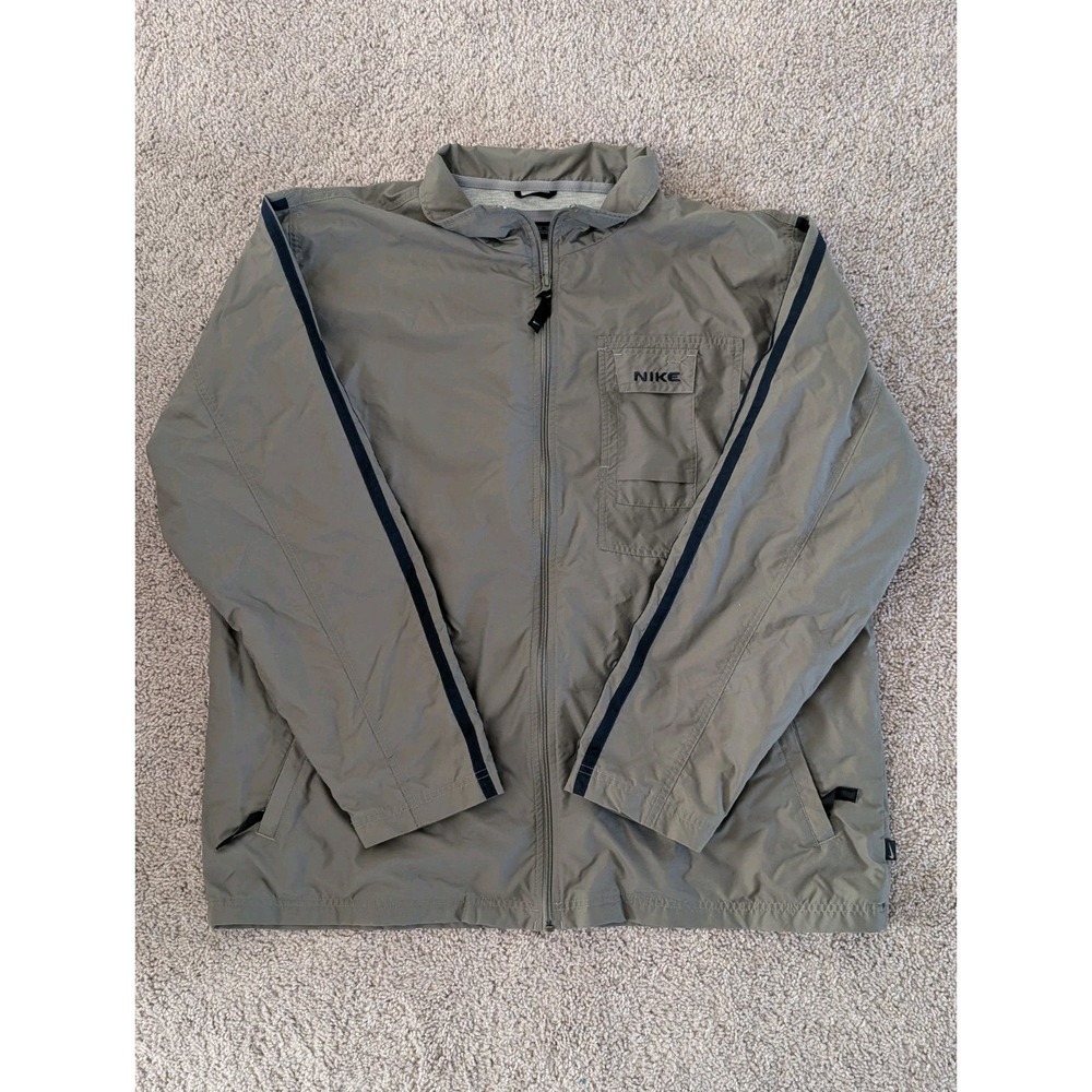 VTG Nike Jacket Mens XXL Lightweight Performance Olive Green Mesh Lining Y2K 90s